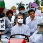 কৃষি আইনের বিরুদ্ধে প্রতিবাদে ট্রাক্টর চালিয়ে সংসদে rahul gandhi