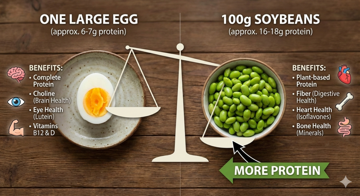 Which has more protein, an egg or 100 grams of soybeans? Learn about their benefits as well...