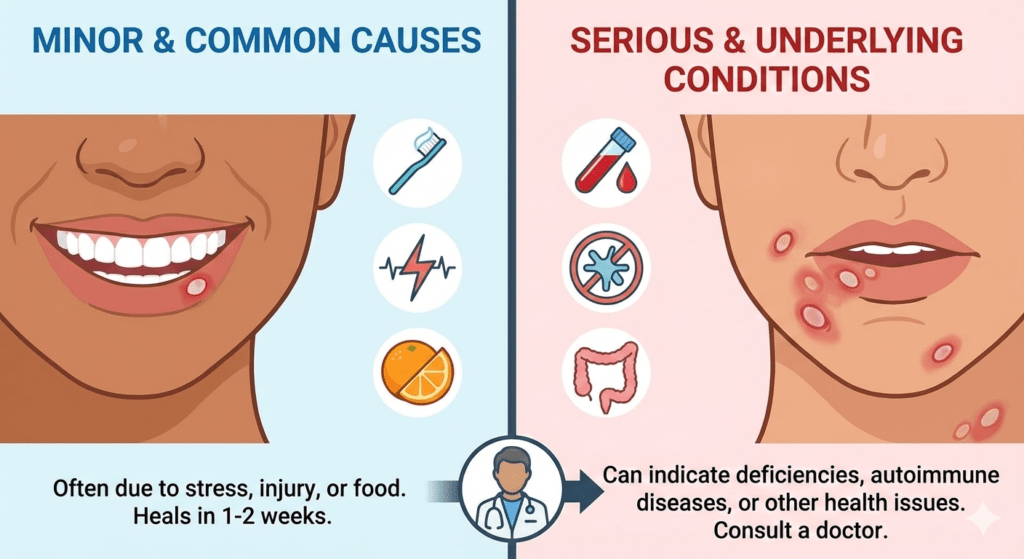 মুখে বারবার ঘা হওয়া কতটা বিপজ্জনক? এটি কি একটি ছোটখাটো সমস্যা নাকি কোনো গুরুতর রোগের লক্ষণ?