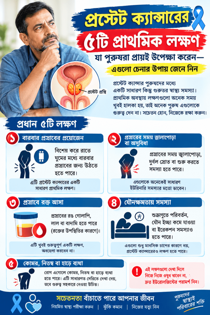 প্রস্টেট ক্যান্সারের ৫টি প্রাথমিক লক্ষণ যা পুরুষরা প্রায়ই উপেক্ষা করেন—এগুলো চেনার উপায় জেনে নিন